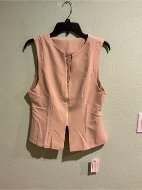 Sleeveless Zip-Front Blush Pink Women's Top